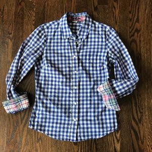 Boden blue and white checked button down sz 4